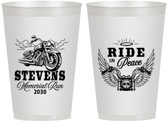 Personalized Memorial 12 oz Frosted Cups - Ride In Peace | 310015