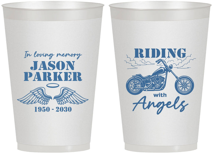 Personalized Memorial 12 oz Frosted Cups - Riding With Angels | 310018