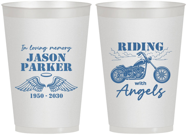 Personalized Memorial 12 oz Frosted Cups - Riding With Angels | 310018
