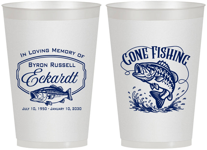 Personalized Memorial 12 oz Frosted Cups - Gone Fishing | 310022