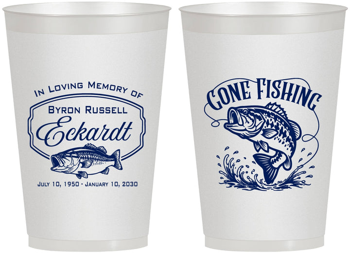 Personalized Memorial 12 oz Frosted Cups - Gone Fishing | 310022