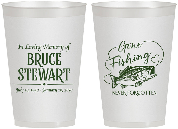 Personalized Memorial 12 oz Frosted Cups - Gone Fishing | 310023