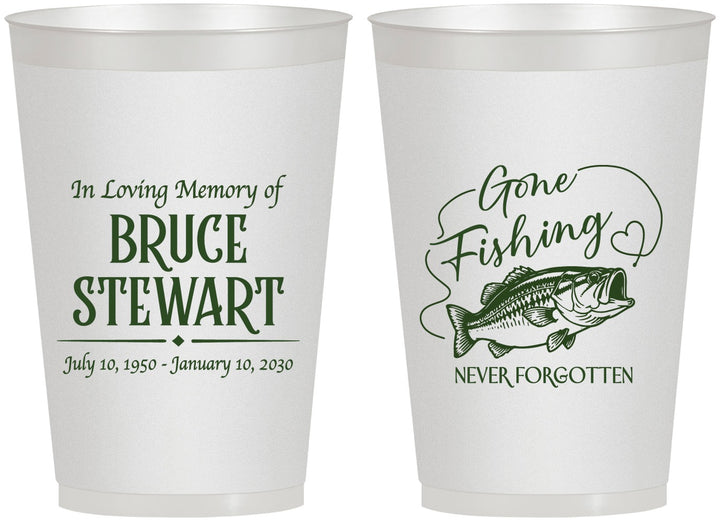 Personalized Memorial 12 oz Frosted Cups - Gone Fishing | 310023
