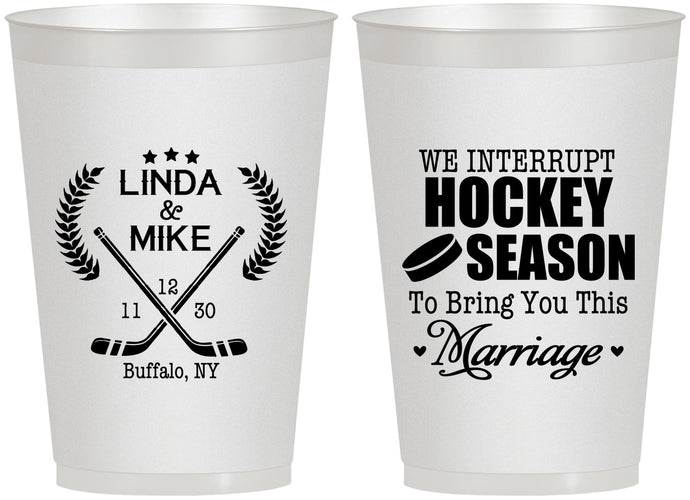 Personalized Wedding 12 oz Frosted Cups - We Interrupt Hockey | 312