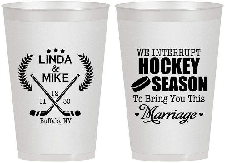Personalized Wedding 12 oz Frosted Cups - We Interrupt Hockey | 312