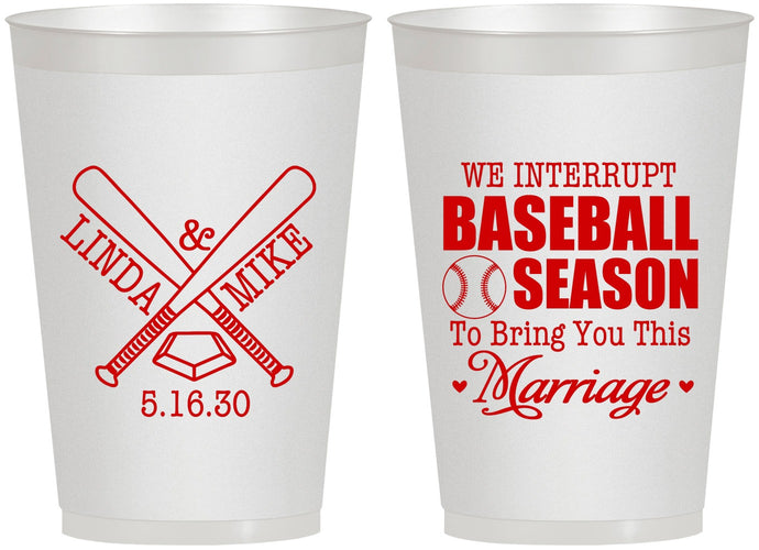Personalized Wedding 12 oz Frosted Cups - We Interrupt Baseball | 313