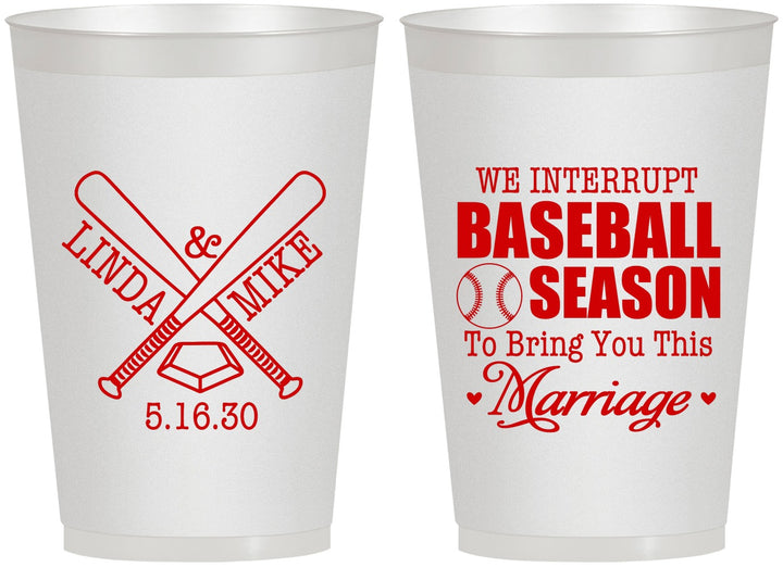 Personalized Wedding 12 oz Frosted Cups - We Interrupt Baseball | 313