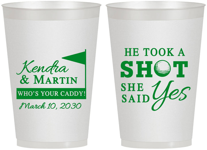 Personalized Wedding 12 oz Frosted Cups - Took A Shot Golf | 320