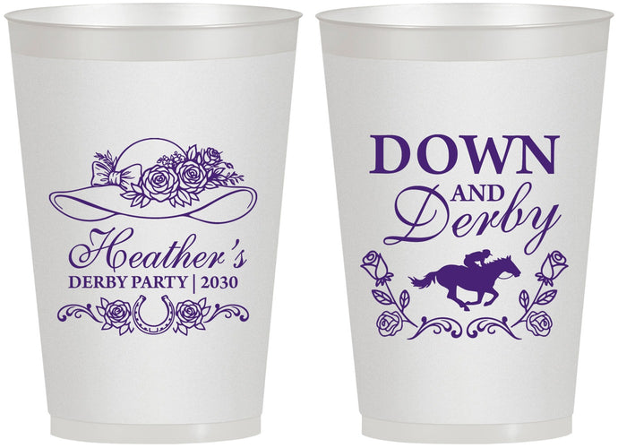 Personalized Derby Day 12 oz Frosted Cups - Down And Derby | 320001