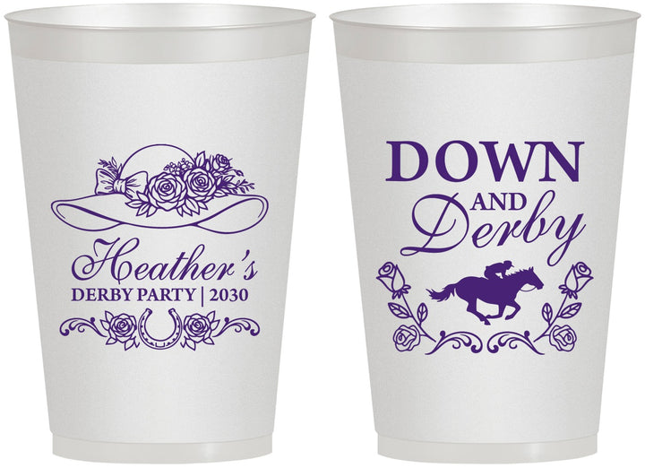 Personalized Derby Day 12 oz Frosted Cups - Down And Derby | 320001