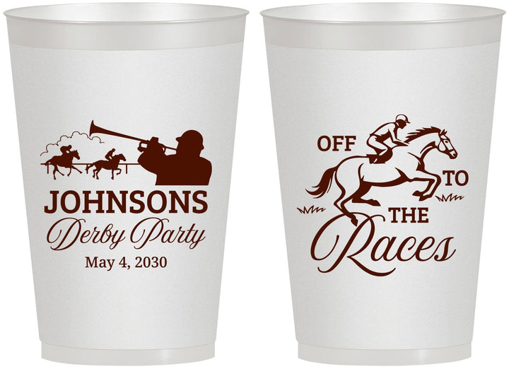 Personalized Derby Day 12 oz Frosted Cups - Off To The Races | 320002