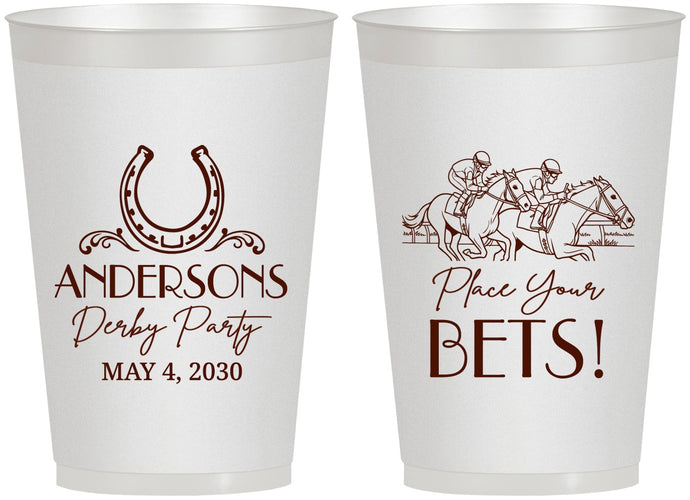 Personalized Derby Day 12 oz Frosted Cups - Place Your Bets | 320003