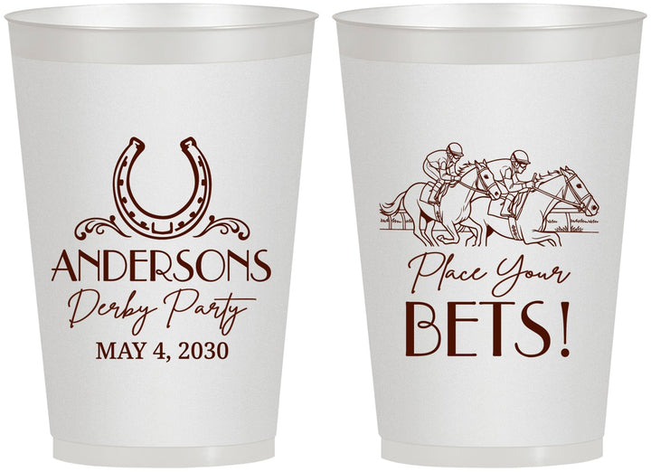 Personalized Derby Day 12 oz Frosted Cups - Place Your Bets | 320003