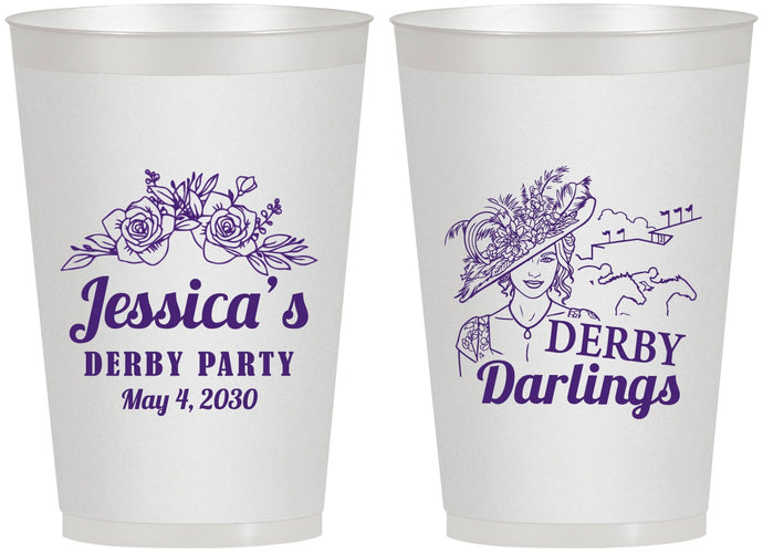 Personalized Derby Day 12 oz Frosted Cups - Derby Darlins | 320004