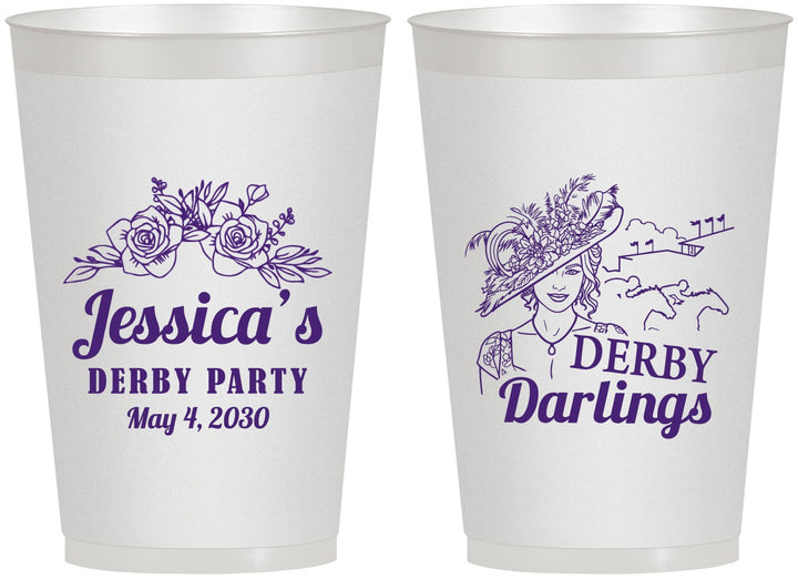 Personalized Derby Day 12 oz Frosted Cups - Derby Darlins | 320004
