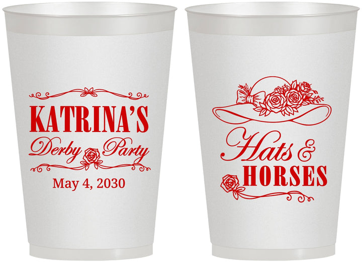 Personalized Derby Day 12 oz Frosted Cups - Hats And Horses | 320005