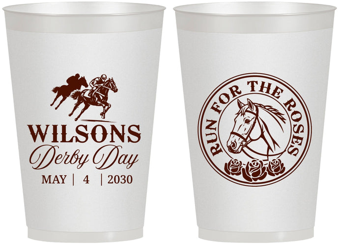 Personalized Derby Day 12 oz Frosted Cups - Run For The Horses | 320006