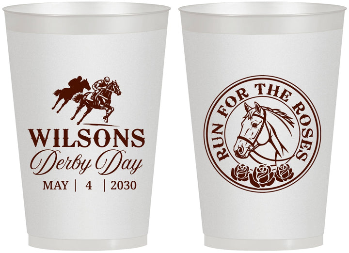 Personalized Derby Day 12 oz Frosted Cups - Run For The Horses | 320006