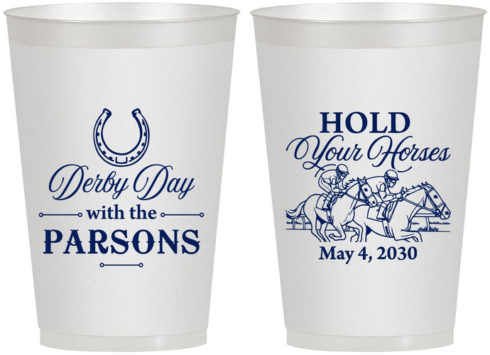 Personalized Derby Day 12 oz Frosted Cups - Hold Your Horses | 320008