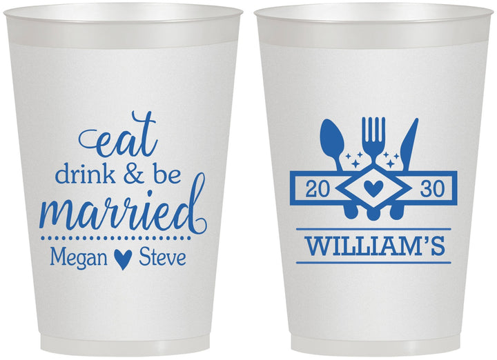Personalized Wedding 12 oz Frosted Cups - Eat Drink Be Married | 327
