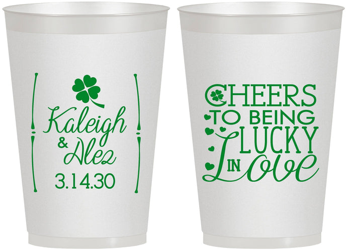 Personalized Wedding 12 oz Frosted Cups - Lucky In Love | 328