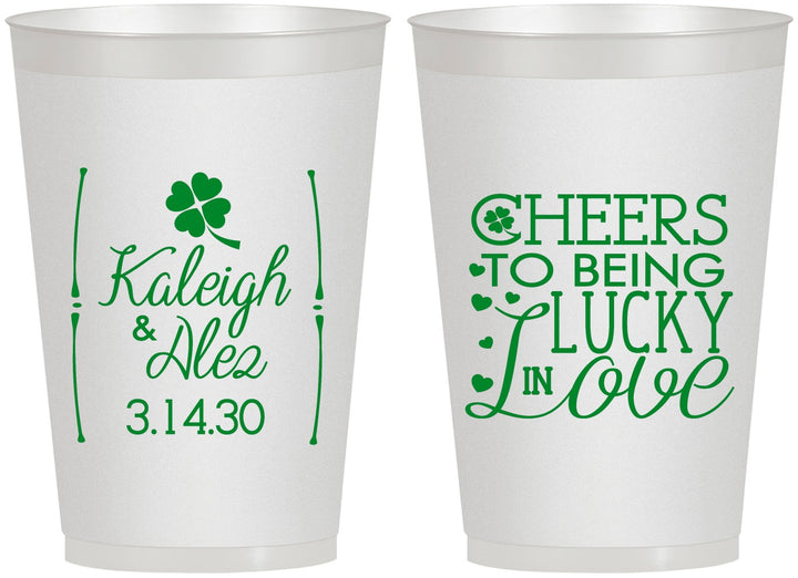 Personalized Wedding 12 oz Frosted Cups - Lucky In Love | 328