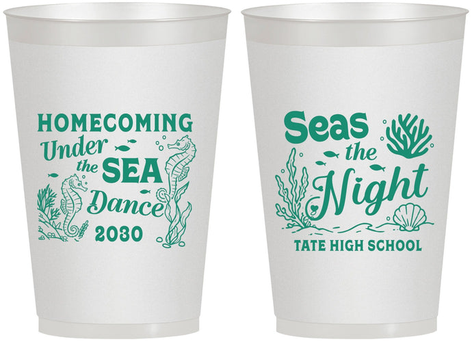 Personalized Homecoming 12 oz Frosted Cups - Under The Sea Dance | 330001