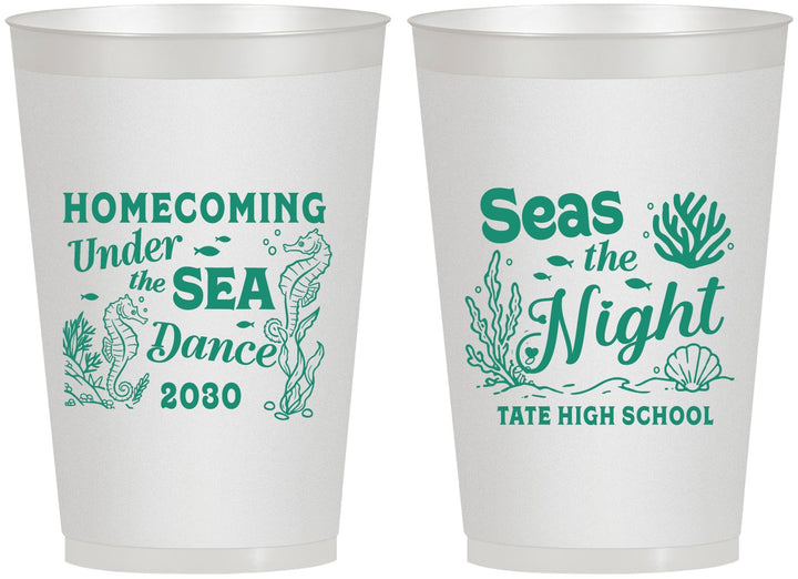 Personalized Homecoming 12 oz Frosted Cups - Under The Sea Dance | 330001
