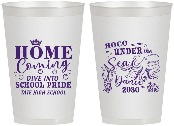 Personalized Homecoming 12 oz Frosted Cups - Under The Sea Dance | 330002