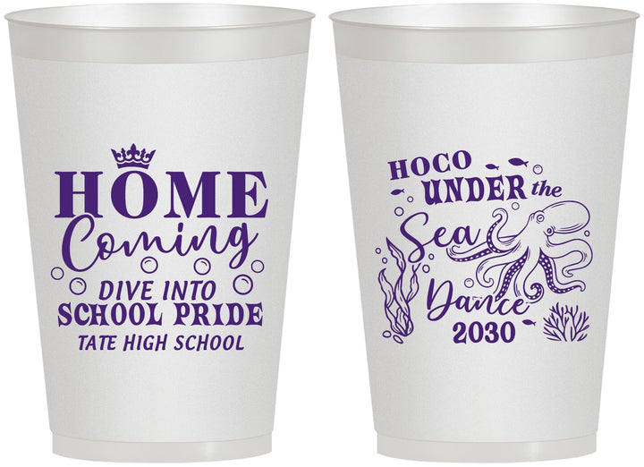Personalized Homecoming 12 oz Frosted Cups - Under The Sea Dance | 330002