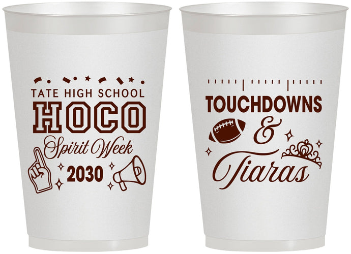 Personalized Homecoming 12 oz Frosted Cups - Touchdowns And Tiaras | 330010
