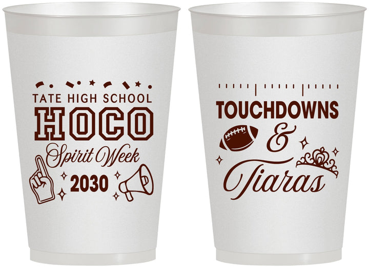 Personalized Homecoming 12 oz Frosted Cups - Touchdowns And Tiaras | 330010
