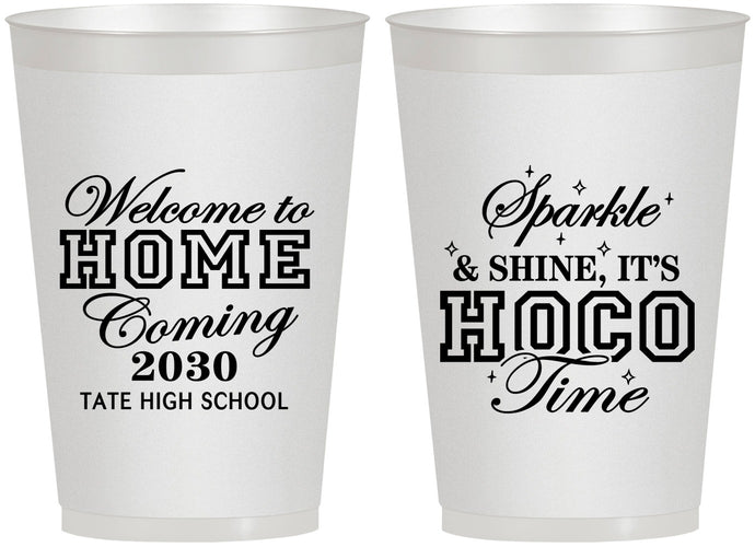 Personalized Homecoming 12 oz Frosted Cups - Sparkle Shine Hoco Time | 330017
