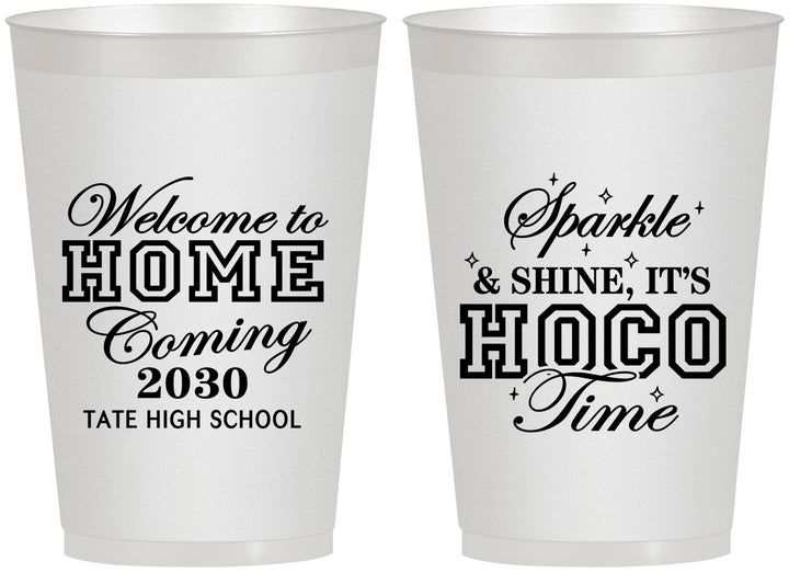 Personalized Homecoming 12 oz Frosted Cups - Sparkle Shine Hoco Time | 330017