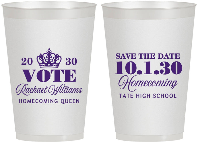 Personalized Homecoming 12 oz Frosted Cups - Hoco Queen Vote | 330020