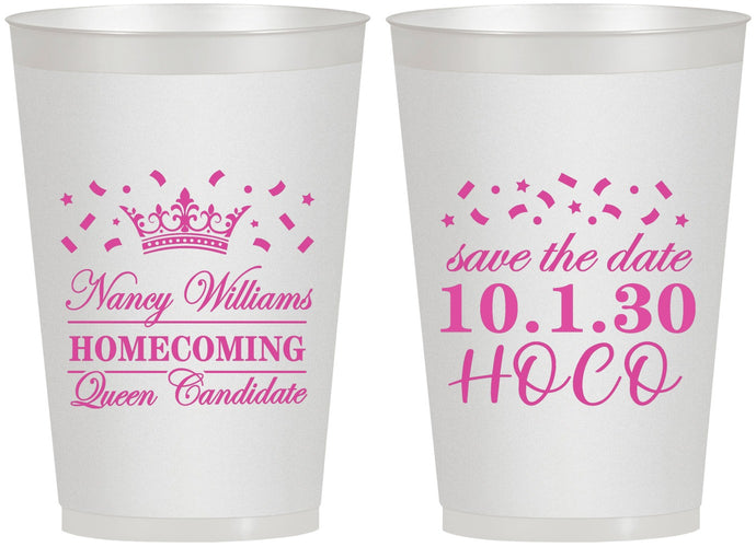Personalized Homecoming 12 oz Frosted Cups - Hoco Queen Vote | 330024