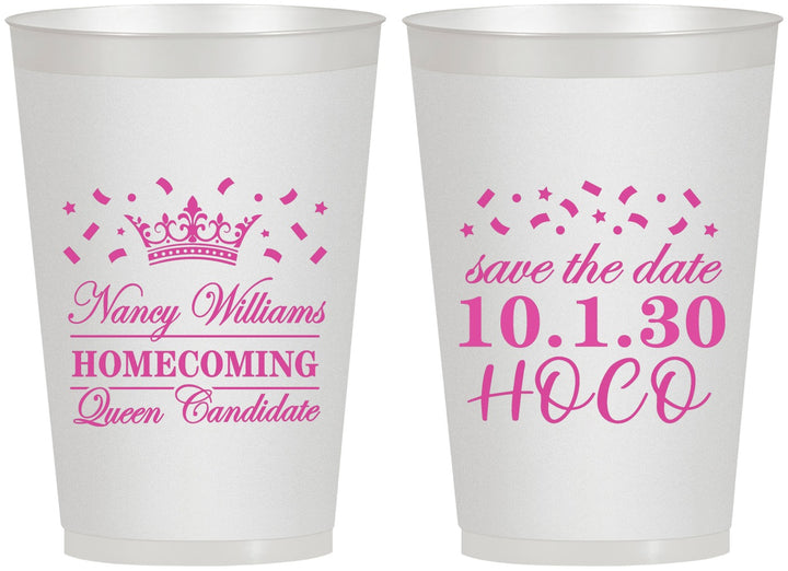 Personalized Homecoming 12 oz Frosted Cups - Hoco Queen Vote | 330024