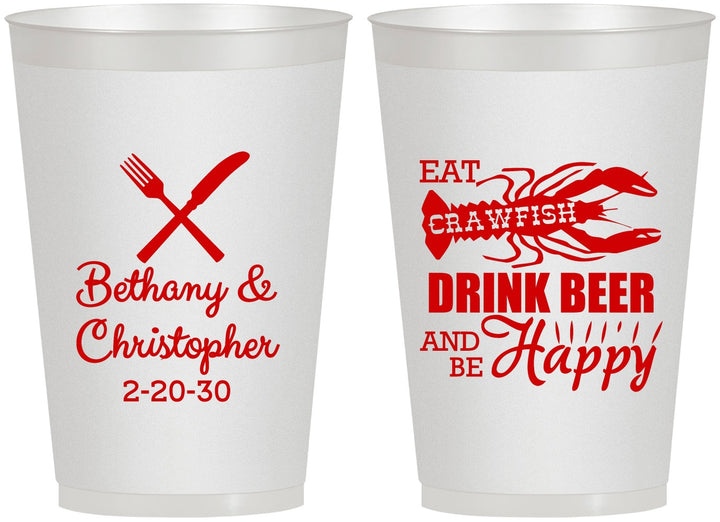 Personalized Wedding 12 oz Frosted Cups - Crawfish Boil | 332