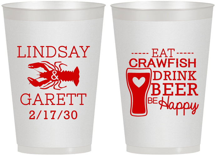 Personalized Wedding 12 oz Frosted Cups - Crawfish Boil | 333