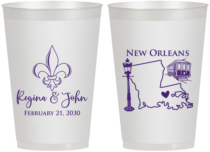 Personalized Wedding 12 oz Frosted Cups - New Orleans | 334