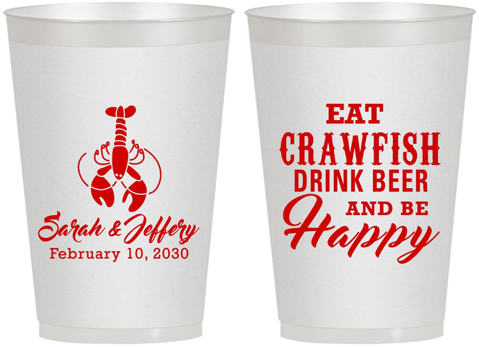 Personalized Wedding 12 oz Frosted Cups - Crawfish Boil | 335