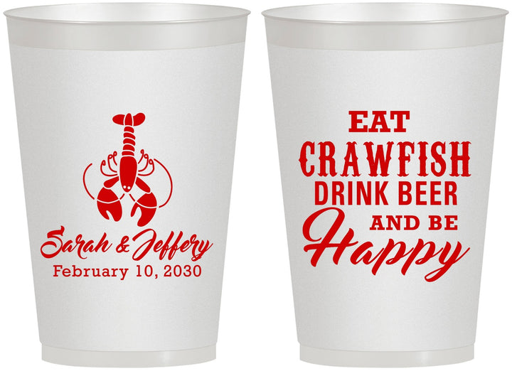 Personalized Wedding 12 oz Frosted Cups - Crawfish Boil | 335