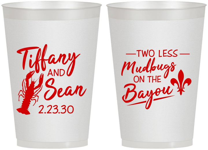 Personalized Wedding 12 oz Frosted Cups - Crawfish Boil Mudbugs | 336
