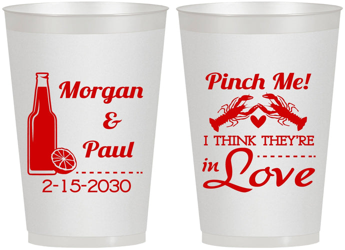 Personalized Wedding 12 oz Frosted Cups - Crawfish Boil Pinch Me | 337