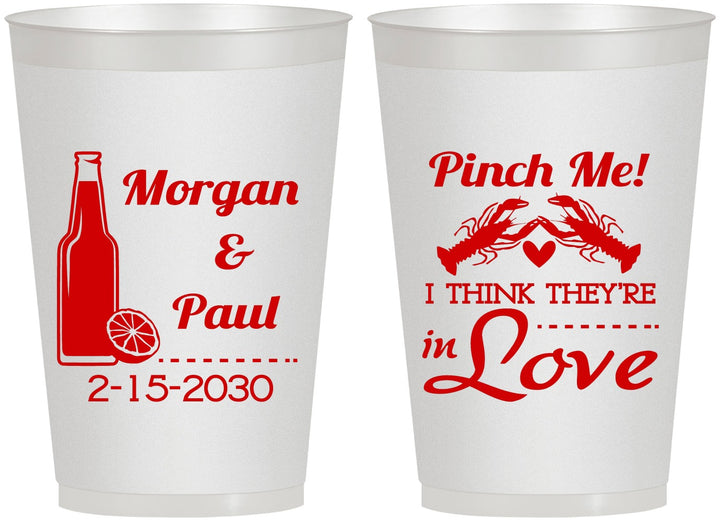 Personalized Wedding 12 oz Frosted Cups - Crawfish Boil Pinch Me | 337