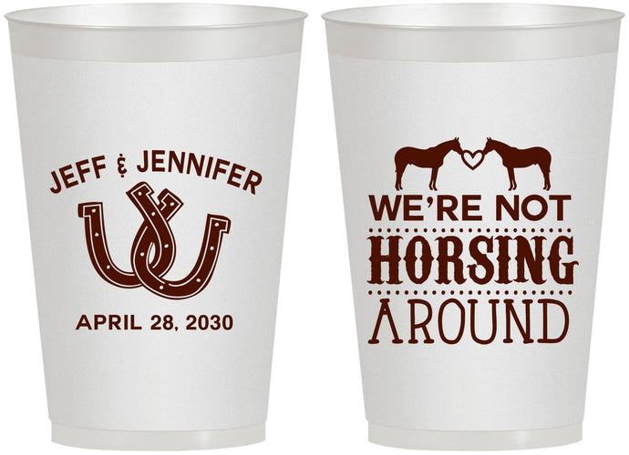 Personalized Wedding 12 oz Frosted Cups - Horseshoe | 340
