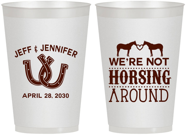 Personalized Wedding 12 oz Frosted Cups - Horseshoe | 340