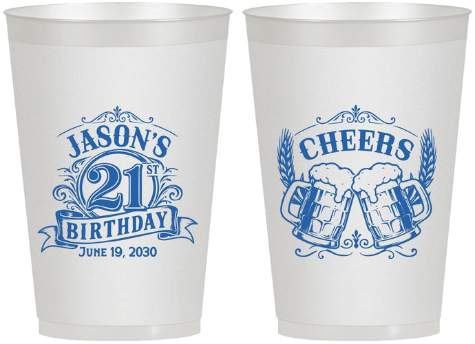 Personalized 21st Birthday 12 oz Frosted Cups - Cheers | 340001