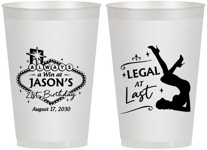 Personalized 21st Birthday 12 oz Frosted Cups - Legal At Last Vegas | 340002