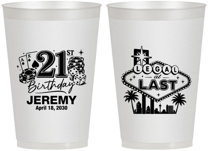 Personalized 21st Birthday 12 oz Frosted Cups - Legal At Last Vegas | 340003